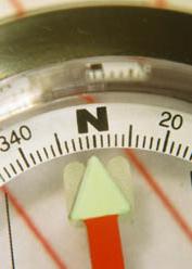 Compass pointing due north