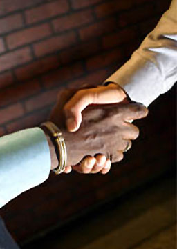 Consultant shaking hands with client